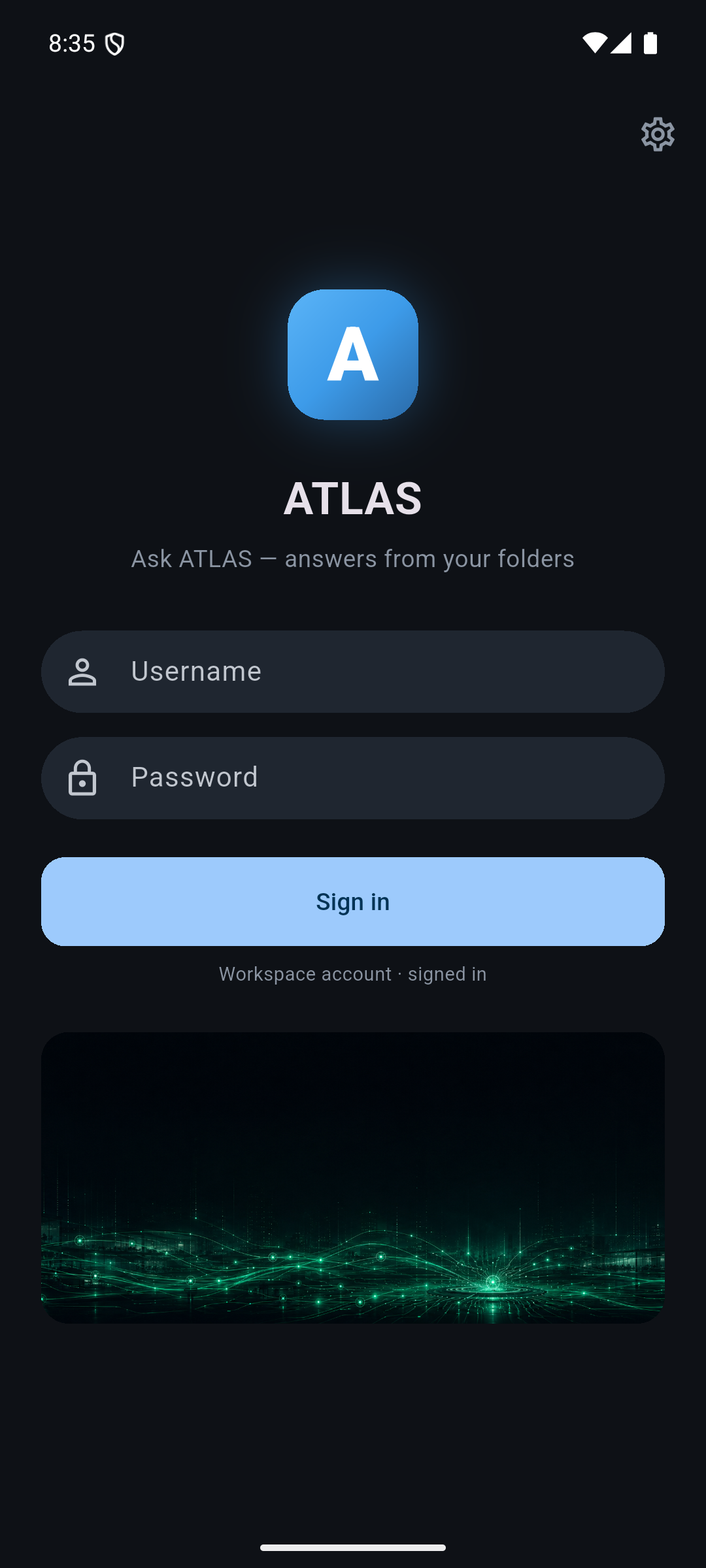 ATLAS directory sign-in screen
