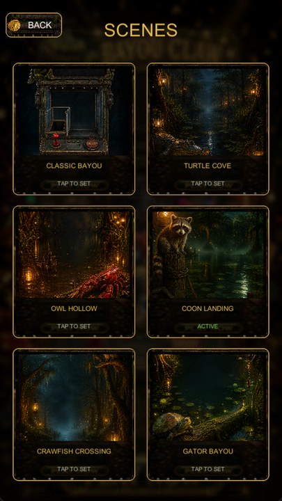 Bayou Claw screenshot — choosing a painted machine scene