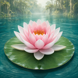 Bayou Puzzles app icon — a pink water lily on a green lily pad