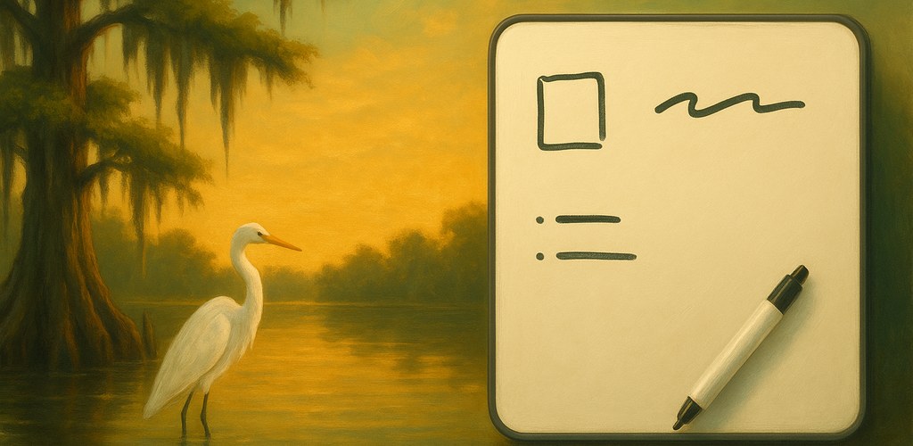 Bayou Scratchpad — a warm, endless whiteboard