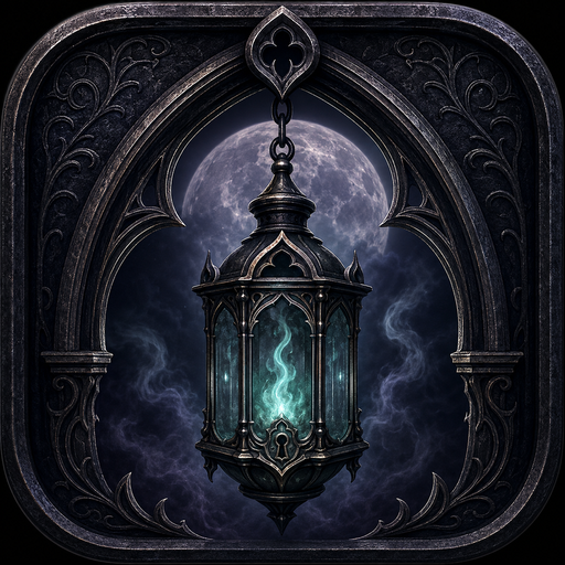 Nightveil app icon — a gothic lantern with a spectral flame