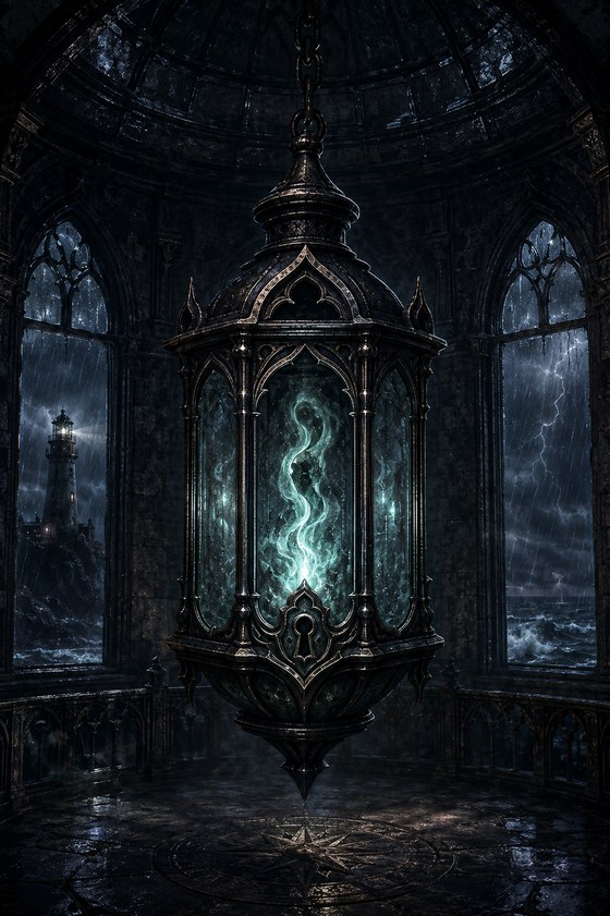 Nightveil — a gothic lantern with a spectral flame