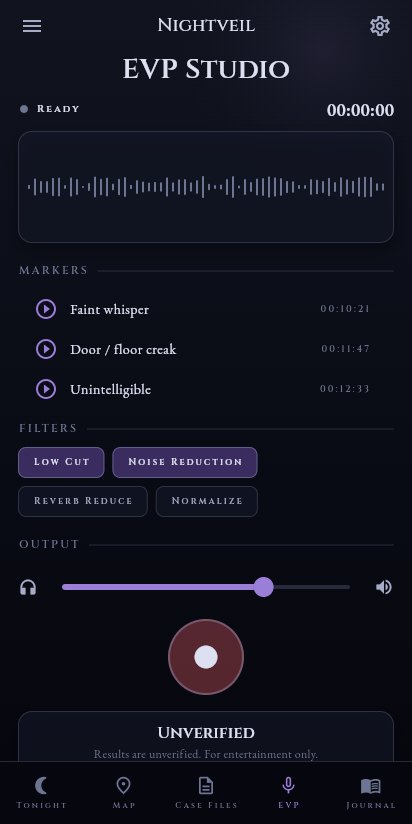 Nightveil screenshot — the EVP Studio isolating a captured voice