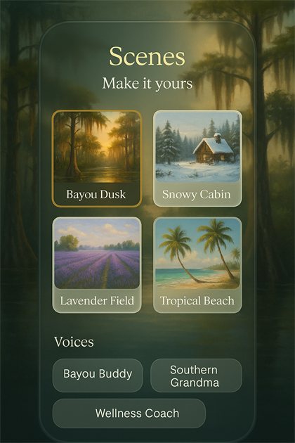 Bayou Water Break screenshot — scenes and character voices